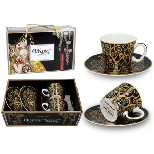 Komplet dwóch filiżanek Carmani 125ml espresso ze spodkami - G. Klimt, Drzewo Życia